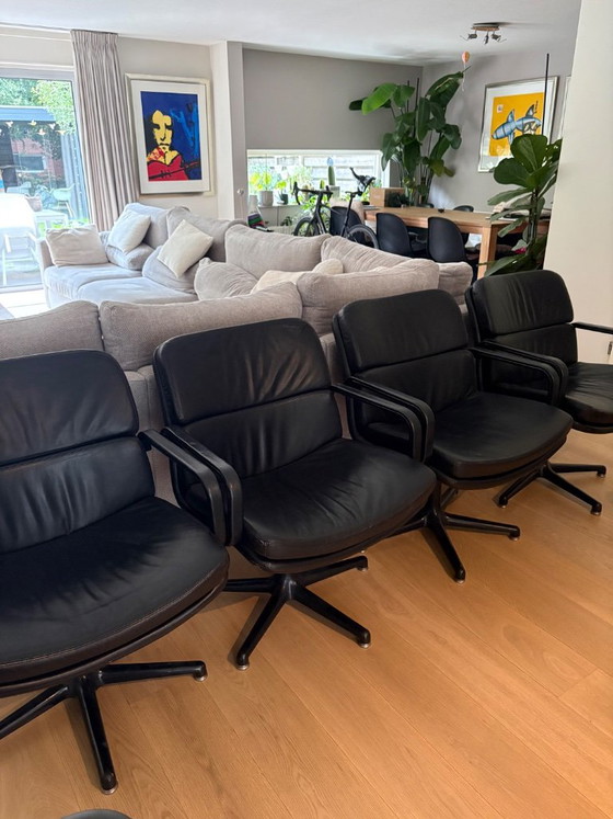 4 x Artifort F141 Swivel Armchair Geoffrey Harcourt – Leather (photo 2 of 16)