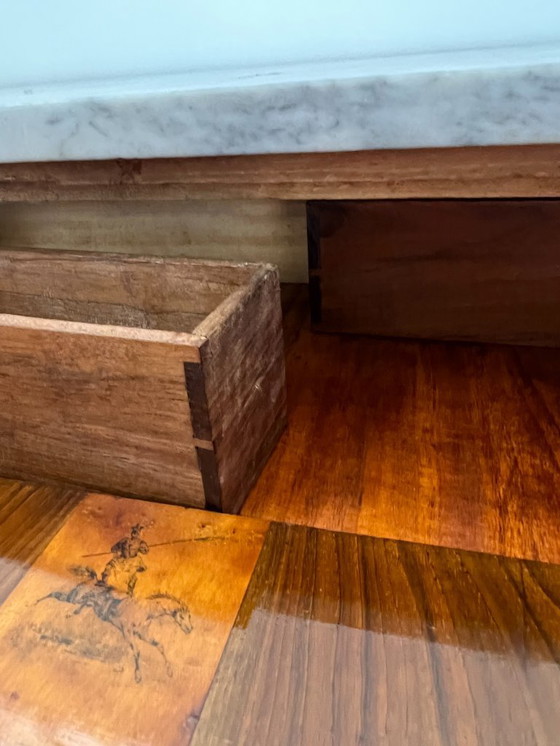 Image 1 of Cassettone - Noce - Comò con specchiera