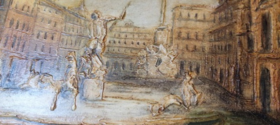 Image 1 of Silvano Samperi - "Piazza Navona" (1975) - Mixed Media on Canvas