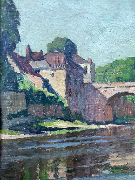 Image 1 of Constantin Font (1890–1954) – Huile originale sur panneau, Paysage français avec pont de pierre, vers 1935
