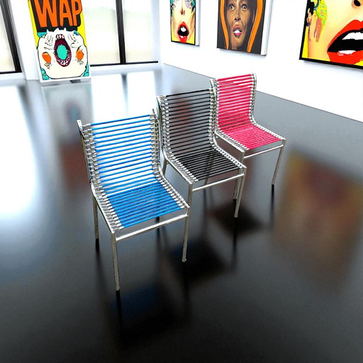 3 x RENE HERBST Model 303 blue red black Chairs Chair Bauhaus