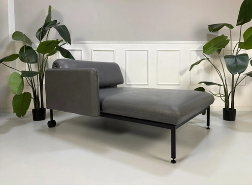 Brühl Roro Medium Designer Leder Grau Sofa Longchair