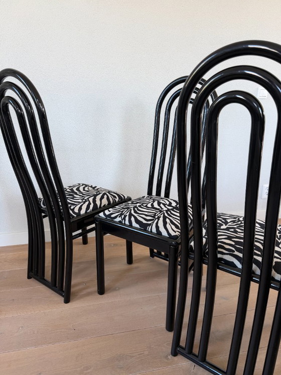 Image 1 of Set of 3 Postmodern Dining Chairs – Memphis Style – Zebra Print