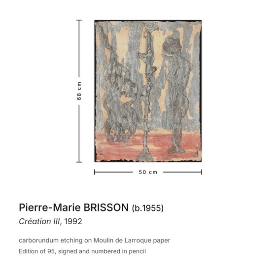 Image 1 of Pierre-Marie BRISSON Création III Signierte Carborundum-Radierung 1992