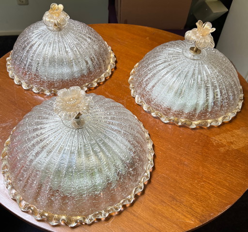 Murano glass, Barovier & Toso Ceiling light with gold particles