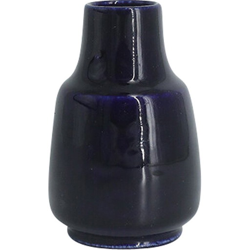 Vase de collection vintage en grès bleu marine foncé par Gunnar Borg pour Höganäs Keramik, Suède 1960