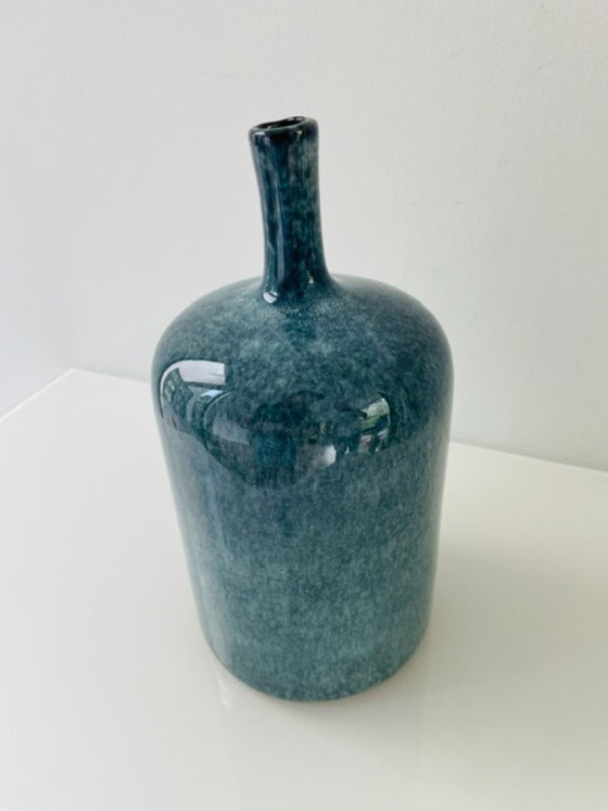 Image 1 of Vase de style scandinave, émail bleu - 23,5 cm de hauteur