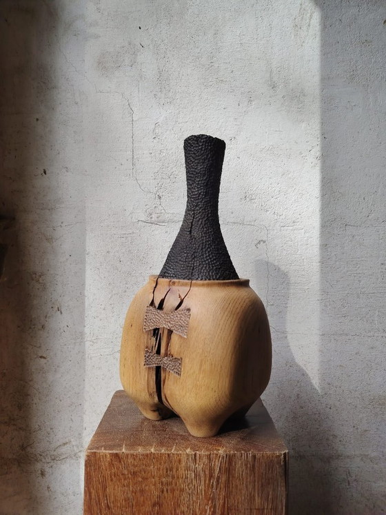 Vaso / Scultura in rovere massiccio intagliato – Sculture, Legno (photo 7 of 9)