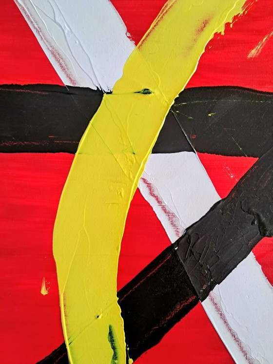 Image 1 of Enzo SAN MARCO - Essential Colors on a Red Background - Artist's Painting