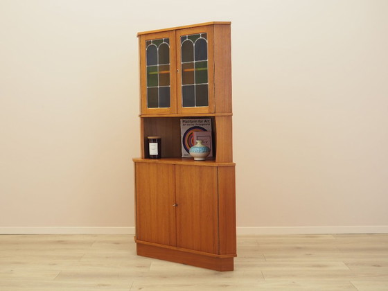 Danish Teak Corner Display Cabinet From The 1960s With Leaded Glass Doors – Wood (photo 5 of 15)