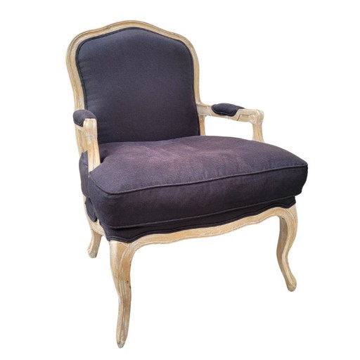 Sillón à la reine, estilo Luis XV / Provenzal, roble y tapizado, f. s. XIX - Francia