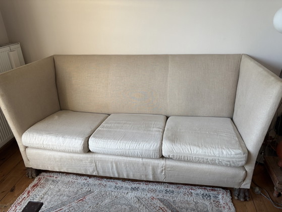 Image 1 of 3 Zits bank brocante antiek zand kleur linnen 