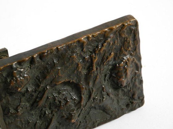 Image 1 of Maniglia a spinta brutalista in bronzo massiccio e pesante degli anni '70 di Alpan Germania