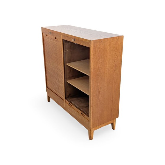 Image 1 of Midcentury Rollladenschrank Kommode Eiche Jalousie Büroschrank