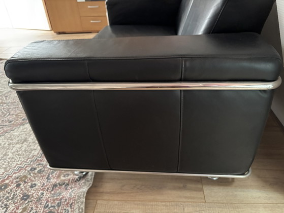 Leren 2-Zits Bank Le Corbusier Stijl Met Chroom Frame – 2 zitsbanken, Leather, Chrome (photo 4 of 7)