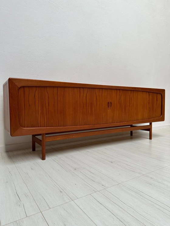 1960s Vintage Large Danish Design Teak Sideboard with Tambour Doors, OMANN JUN, Wood, Brown (photo 2 of 19)
