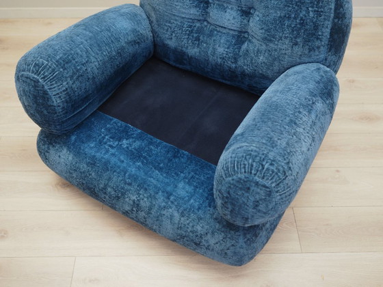 Image 1 of Blauwe fauteuil, Italiaans ontwerp, jaren 1970, productie: Italië