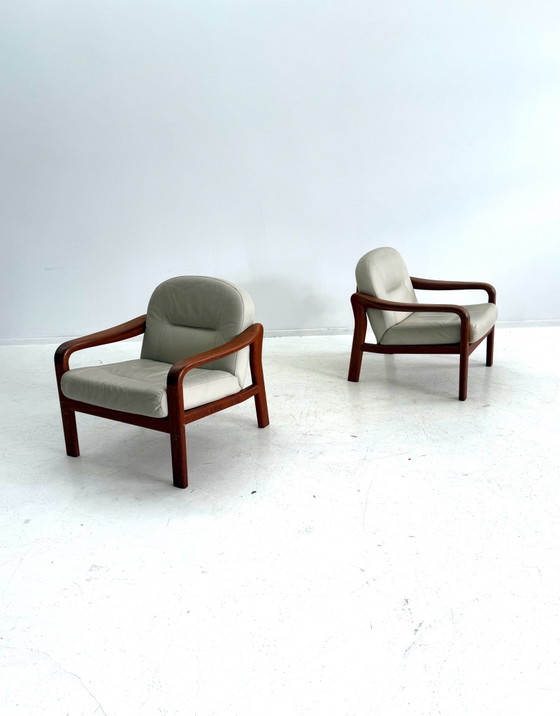 Set di 2 Poltrone danesi vintage, Komfort ‘80 – Legno, Pelle (photo 5 of 10)