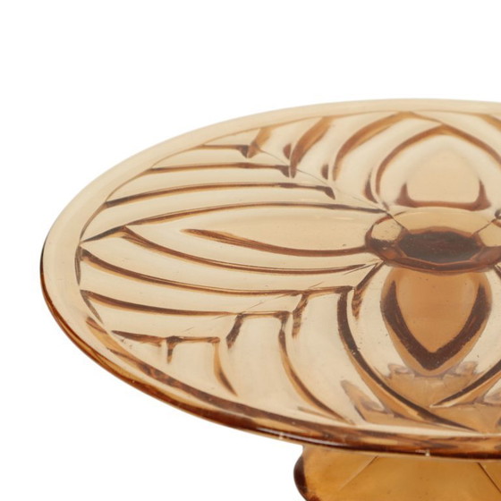 Image 1 of Amber Art Deco Cake Plate Pastry Dish