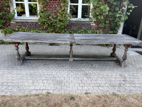 Grote Rustieke Tafel In Massief Hout – Overstock, Eettafels, Wood (photo 11 of 15)