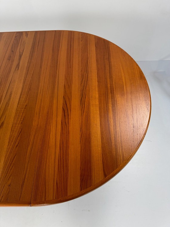 Uitschuifbare Teak Eettafel, Glostrup Møbelfabrik, Denemarken, ca. jaren 60, Hout, Metaal, Bruin (foto 3 van 15)