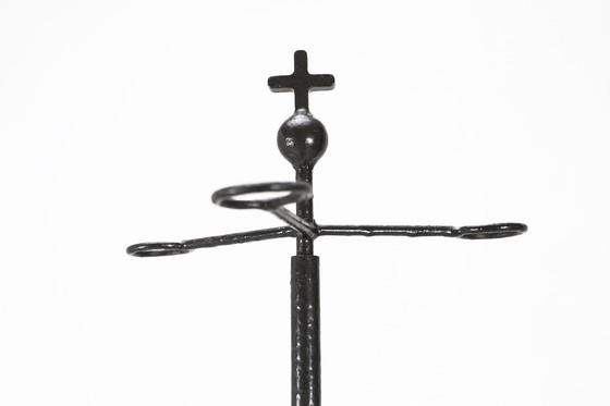 Image 1 of Grande portacandele antico da chiesa in legno e metallo, Francia ca. 1900