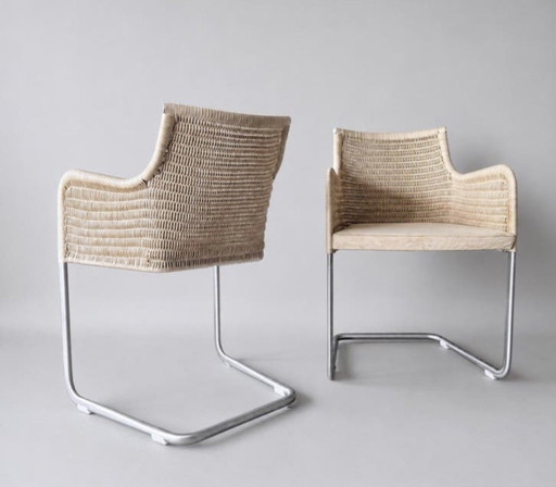 2 Vintage Tecta D43 stoelen – William Dunkel - Beige Suede