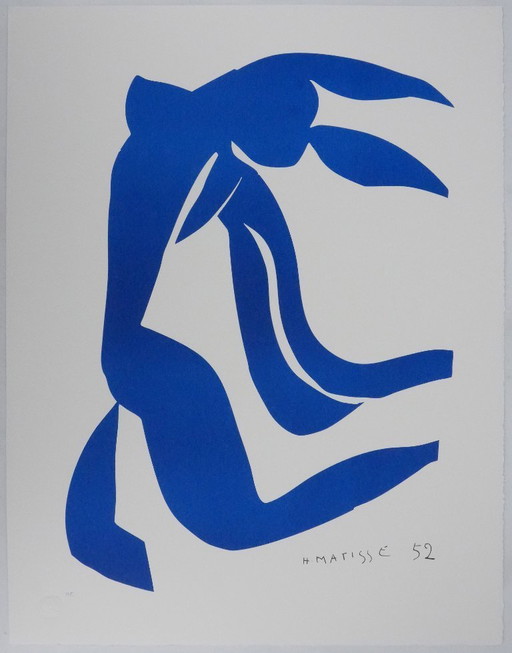 Henri Matisse : Nu Bleu II, Lithographie Signée – lithos zeefdrukken, Paper
