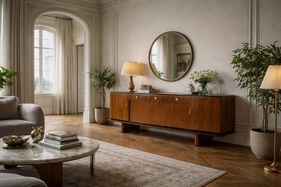 Image 1 of Vintage Rare Large French Art Deco Walnut Buffet, 1920s