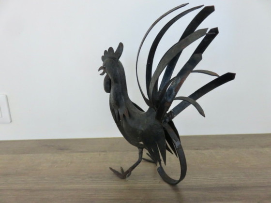 Image 1 of Scultura in metallo "Il Gallo" nello stile di Jean Touret e Michel Anasse, circa 1960.
