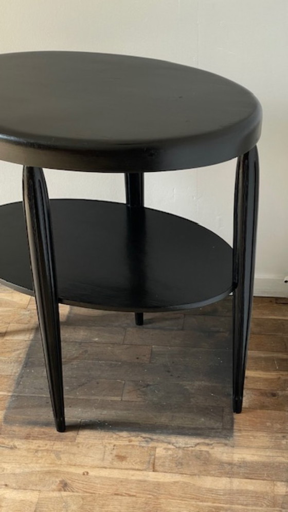 Image 1 of Art Deco Black Wood Console Table