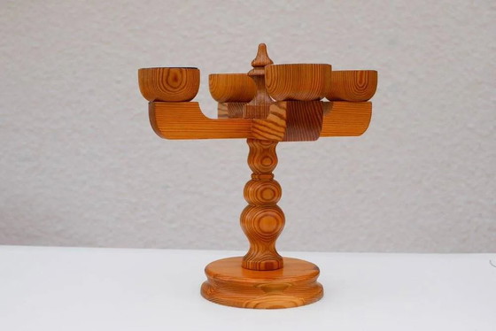 Image 1 of Bougeoir rustique en bois par Jan Johnsson pour Smålandsslöjd, Suède, 1975