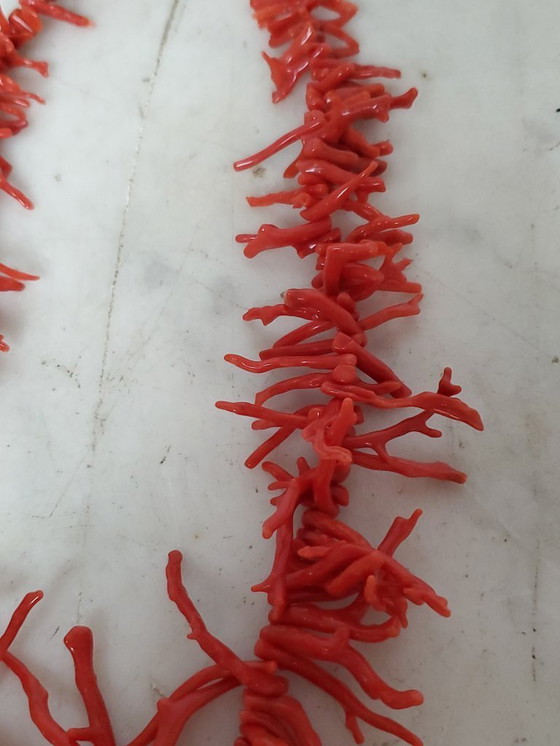 Image 1 of Sieraden - Ketting van bloedrood koraal met franje. (ref 4044)