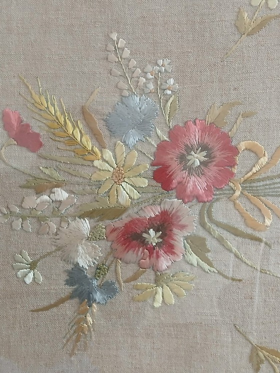 Image 1 of Mcm needlepoint wall art, bouquet of wildflowers