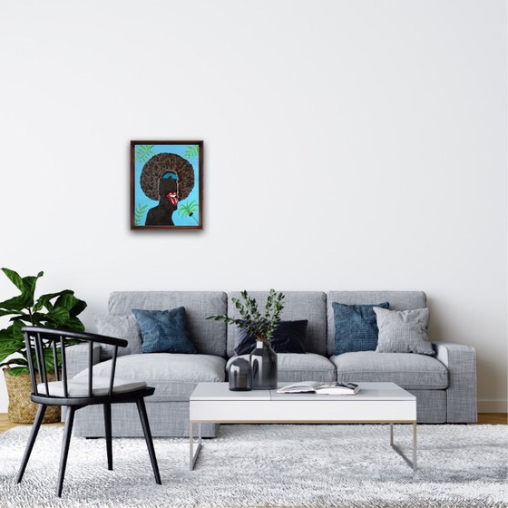 Image 1 of Acryl auf Leinwand. Größe 30 x 24 cm. Moai-Serie.