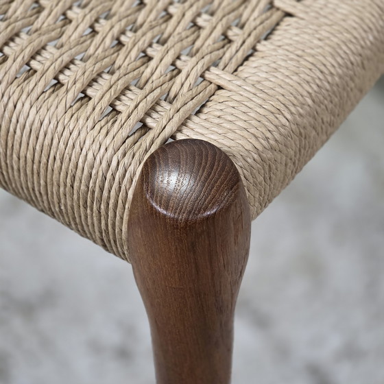 Image 1 of 6 chaises de salle à manger Niels Møller modèle 83 en teck, neuves, en corde de papier