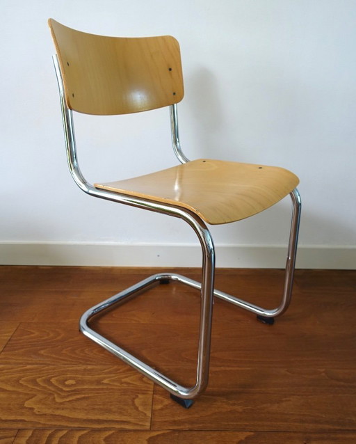 Thonet Mart Stam S 43 (5 x) – eetkamerstoelen, Leather, Wood