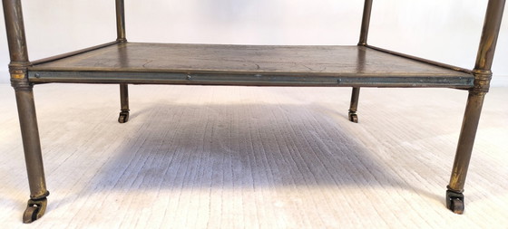 Image 1 of 😍✨Prächtiger Barwagen von Maison Jansen – Messing, Bronze und Blattgoldleder – Um 1950✨😍