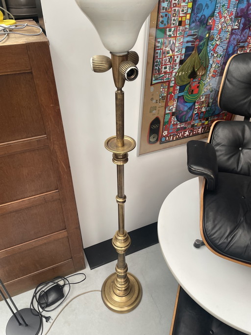 Heavy Brass Floor Lamp, Scolari 1970s – vloerlampen, Glass (photo 2 of 7)