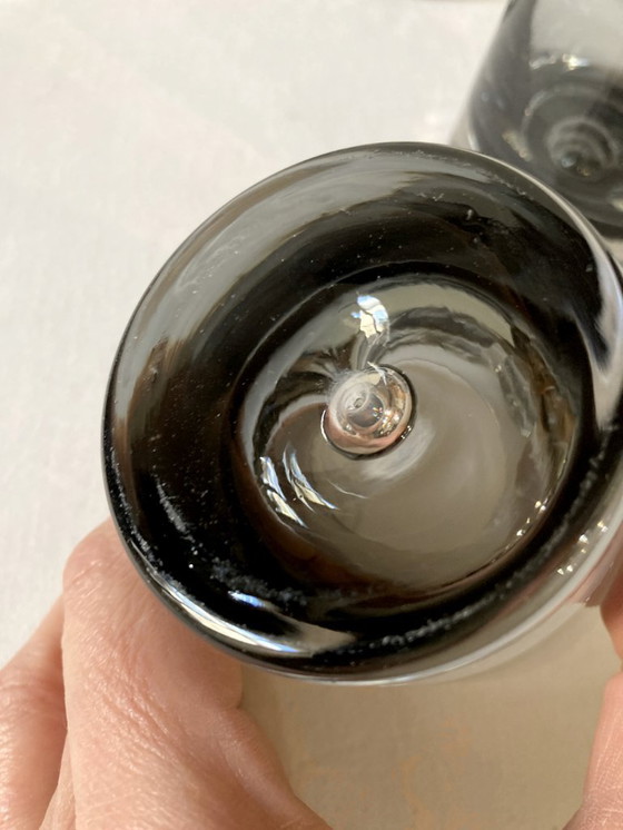 Image 1 of 10 bicchieri da aperitivo in vetro fumé, anni '60-'70