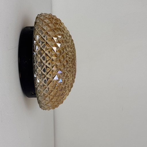 APLIQUE DE PARED VINTAGE REDONDO PEQUEÑO DE COLOR ÁMBAR