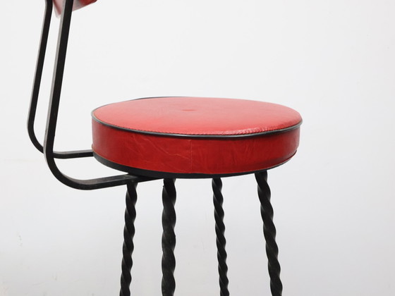 Image 1 of Set van 4 vintage barkrukken | Smeedijzer | Brutalist 