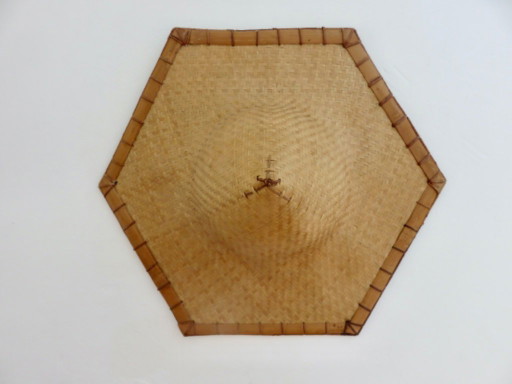 Cappello asiatico in rattan, decorazione murale vintage – wanddecoratie