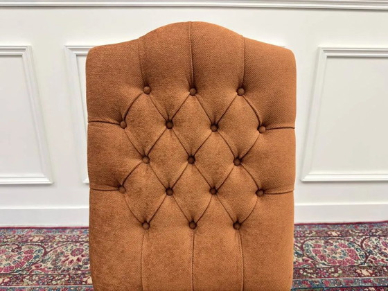 Ensemble de chaises Chesterfield classiques anglaises rembourrées, Chaises de salle à manger, Orange (photo 15 sur 18)