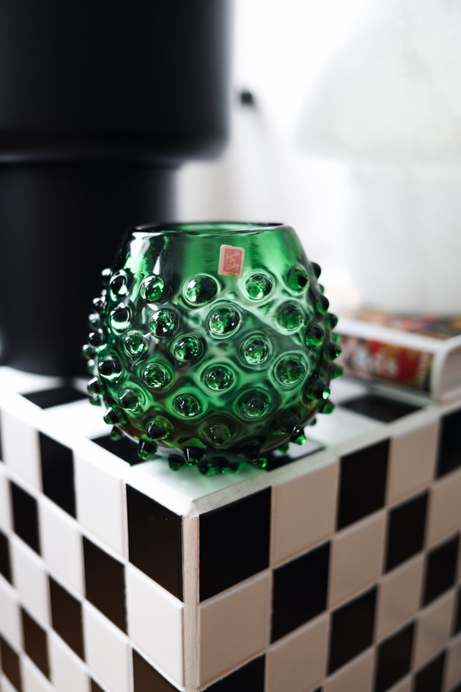 Verre à pied vert vintage Italie années 60