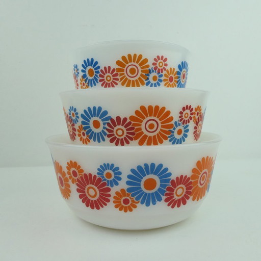 3 Servierschalen Schott & Gen Mainz mit Blumen