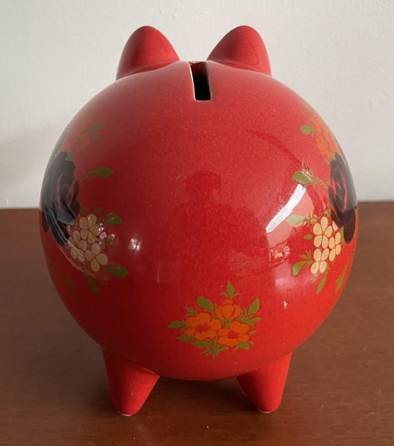Image 1 of Waechtersbach - Tirelire cochon vintage en faïence rouge
