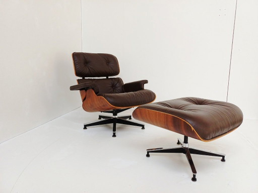 Herman Miller - Charles Eames - Pouf (2) - 670/B 671/B - Legno, Pelle, Alluminio - Senza prezzo di riserva