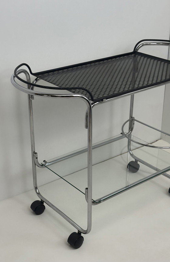 Image 1 of Carrello di servizio / carrello / carrello porta bevande in metallo con struttura in tubo d'epoca
