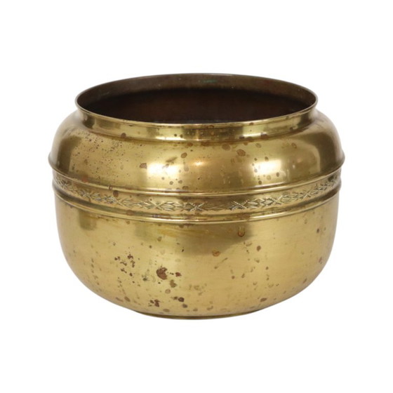 Großer Blumentopf aus Messing, Repoussé Frankreich, 25 cm – Pflanzkübel, Brass (photo 12 of 15)